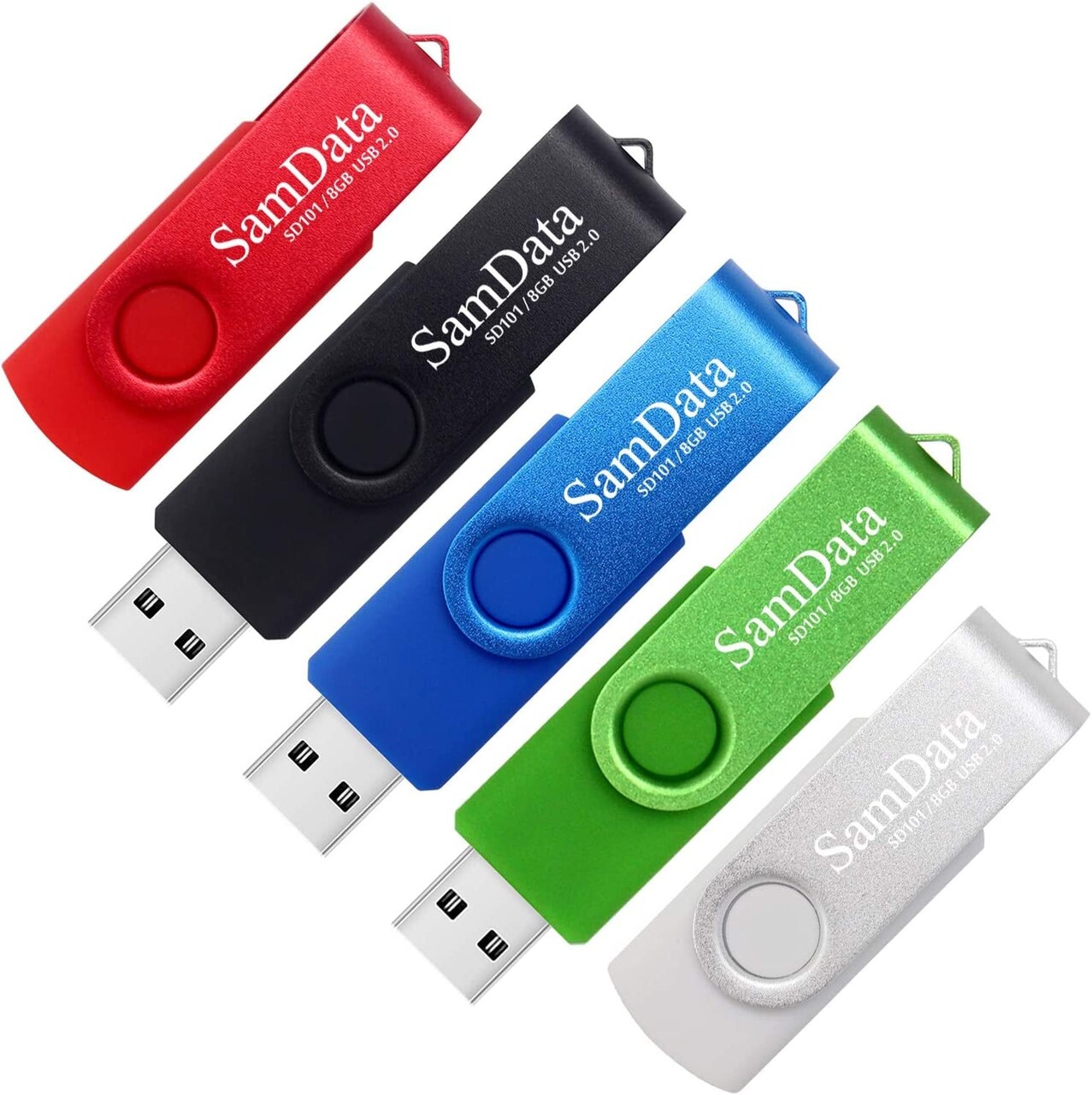 8GB USB Flash Drives 5 Pack 8GB Thumb Drives Memory Stick Jump Drive with LED Light for Storage and Backup (5 Colors: Black Blue Green Red Silver)